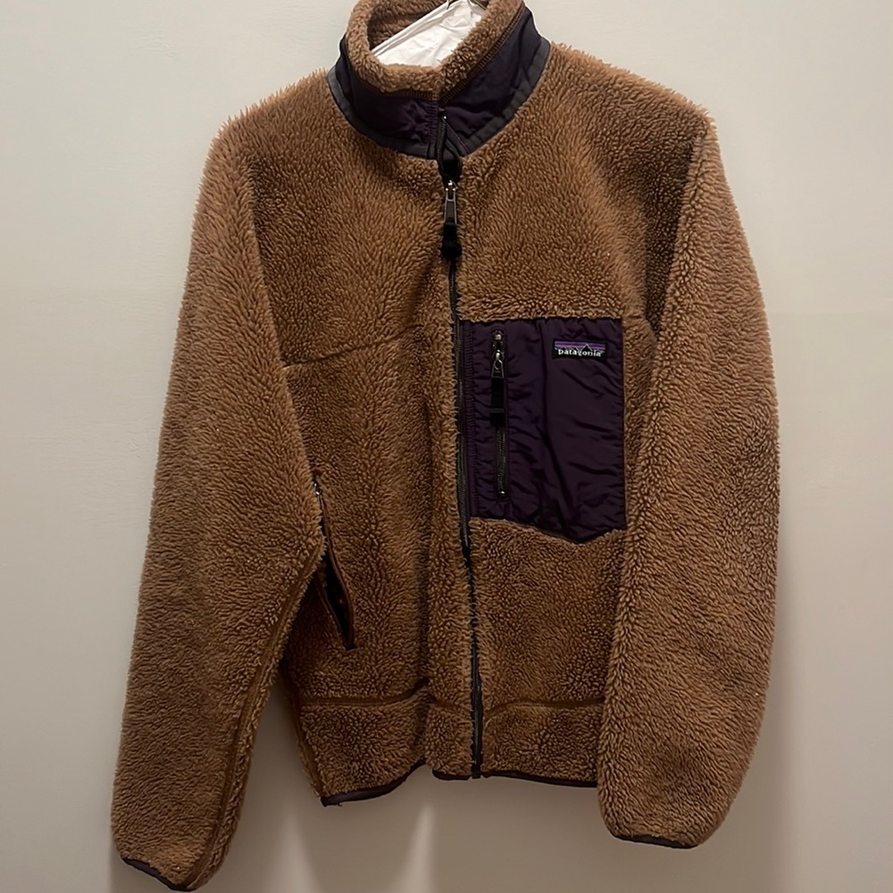 Patagonia brown furry jacket, mens small